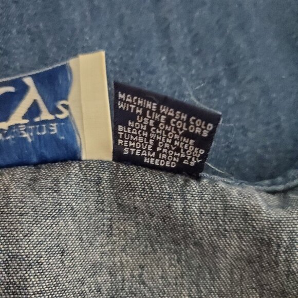 Origianl TY2 Womens Vintage Blue Denim Jumper Dress Size 16 Pockets Maxi Modest - Picture 7 of 10